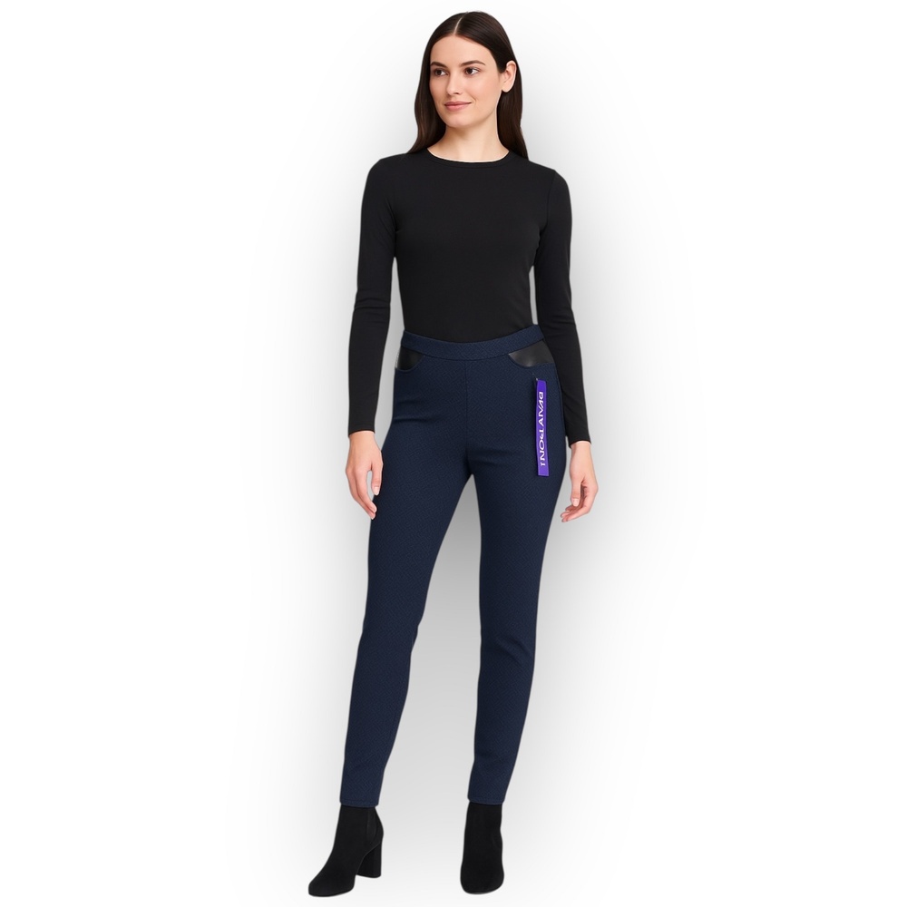 NWT‎ DKNY Jeans Mid Rise Ponte Pants – XS – Navy Pattern